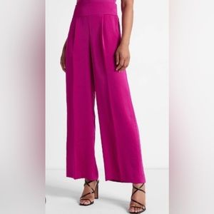 Magenta high waisted satin pants